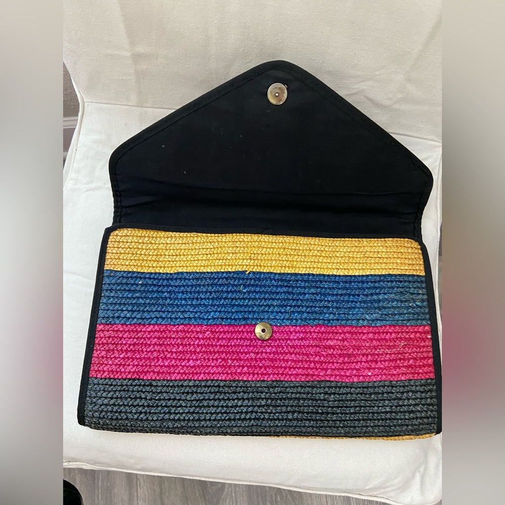 Vintage Woven Straw Colorful Striped Envelope Clutch for Summer - Picture 5 of 10